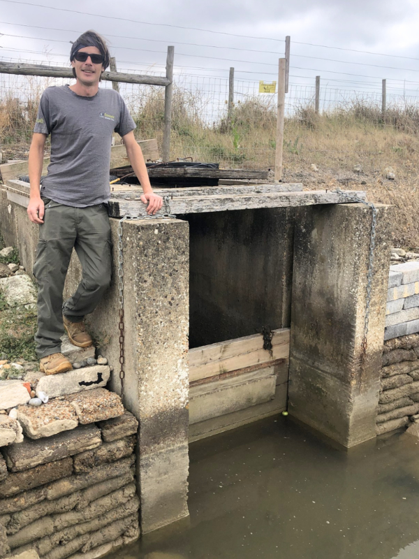 Ranger Matt at sluice on the reserve © Bobbie Lane Ranger Matt at sluice on the reserve © Bobbie Lane
