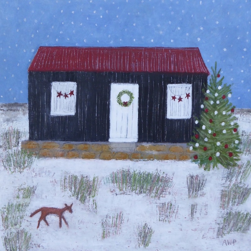 Painting of Red-roofed Hut by Anna Wilson-Patterson