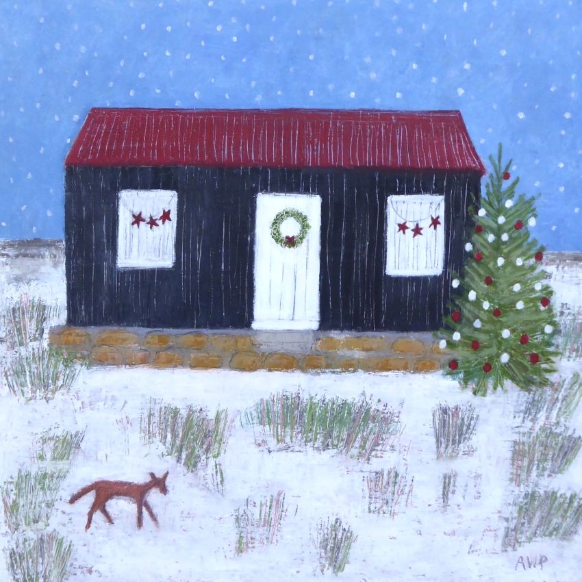 Painting of Red-roofed Hut by Anna Wilson-Patterson